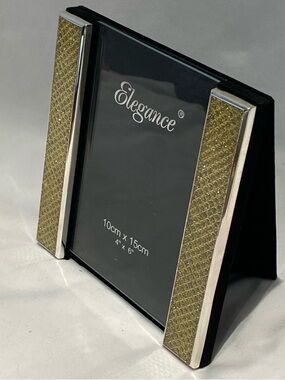 Elegance Gold and Silver Sparkly Photo Frame, 4" x 6", NIB